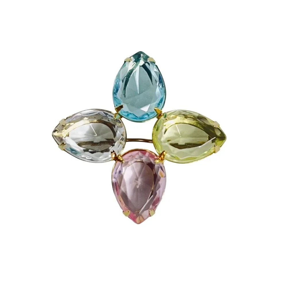 Avon With Large Pastel Tear Drops Rhinestone Brooch (6094) - Picture 1 of 5